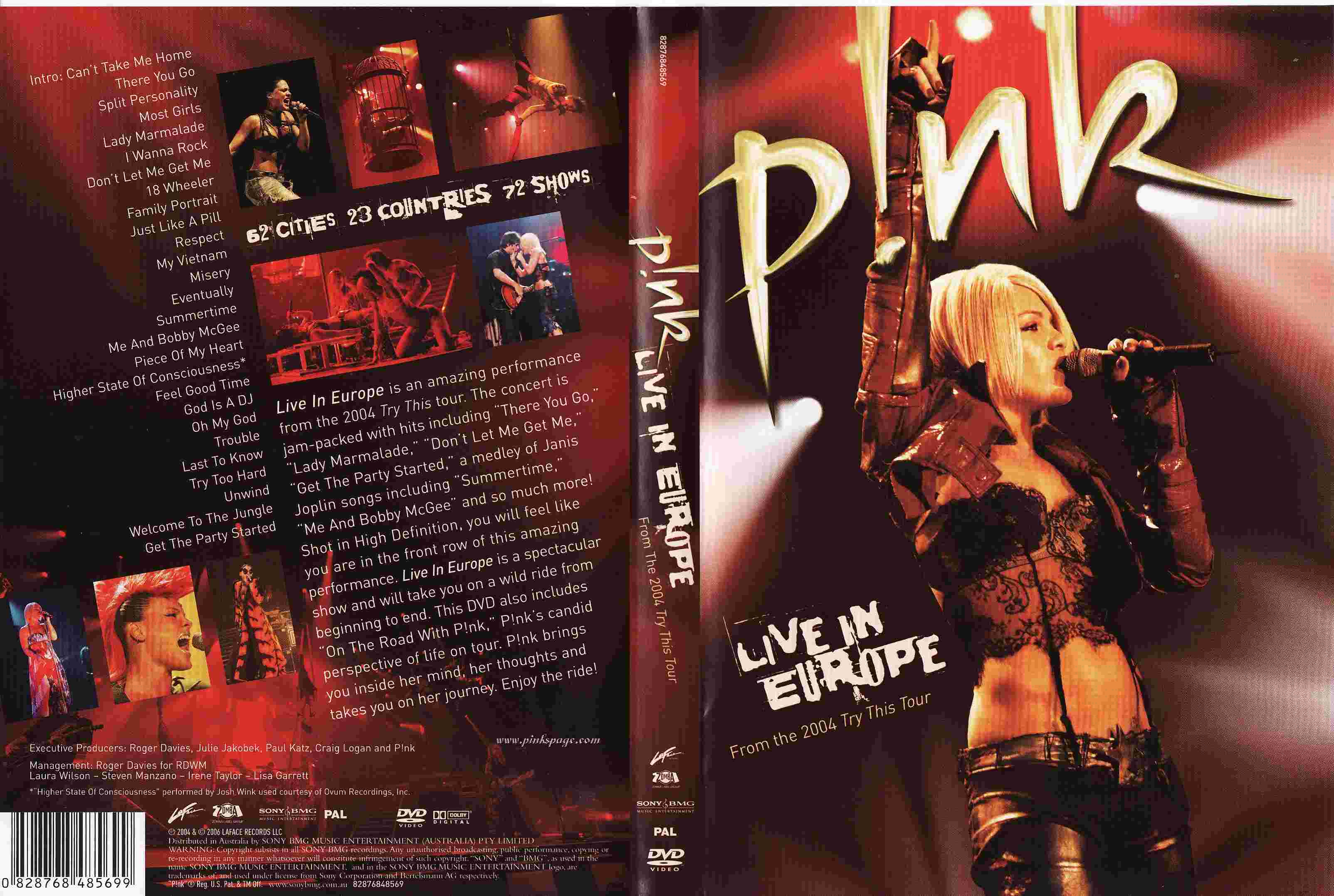 Pink Live In Europe : Front